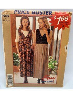 McCall's Misses Dress Sewing Pattern Size 10 12 14 16 P300 Uncut 1990s